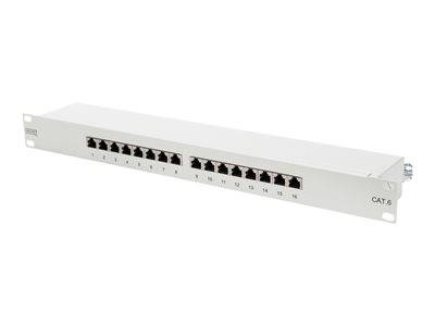 DIGITUS Patchpanel 1HE 16-Port Cat6 geschirmt schwarz Multimedia-Technik