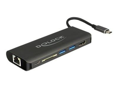 DELOCK Dockingstation USB-C HDMI 4K 30Hz/Gigabit LAN/USB PD Multimedia-Technik