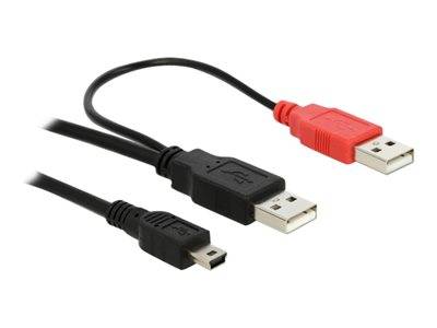 DELOCK USB Y-Kabel 2x A -> Mini-B St/St 1.00m Multimedia-Technik USB-Kabel