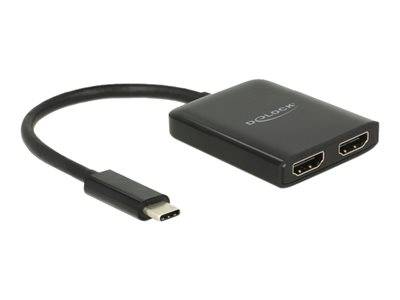DELOCK USB-C Splitter (DP Alt Mode) > 2xHDMI out 4K 30Hz sw Multimedia-Technik