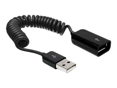 DELOCK USB Kabel A -> A St/Bu 0.20m-0.60m sw Spiral Multimedia-Technik USB-Kabel