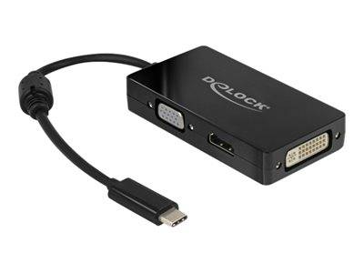 DELOCK Adapter USB-C > VGA/HDMI/DVI St/Bu schwarz / Konverter USB