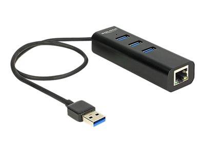 DELOCK USB-HUB 3-Port USB3.0, +1x Gigabit LAN Multimedia-Technik HUBs