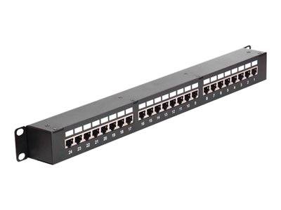 DELOCK 19 Patchpanel 24-Port Cat6 geschirmt schwarz Multimedia-Technik Netzwerkzubehör
