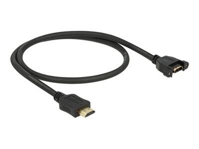DELOCK HDMI-Kabel A->A St/Bu z.Einbau 4K 30Hz 0.50m schwarz Multimedia-Technik