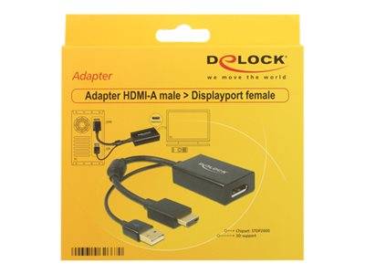 DELOCK HDMI Adapter A -> Displayport St/Bu +USB Strom 4K Multimedia-Technik HDMI-Adapter