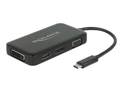 DELOCK Adapter USB-C > VGA/HDMI/DVI/DP St/Bu schwarz / Konverter USB