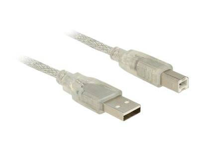 DELOCK USB Kabel A -> B St/St 3.00m transparent Multimedia-Technik USB-Kabel