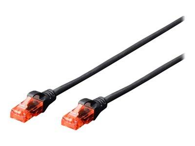 DIGITUS Patchkabel RJ45 U/UTP Cat6 3.00m schwarz Hebelschut Polybeutel Kabel Cat.6