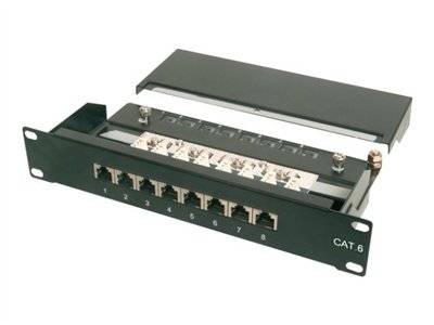DIGITUS Patchpanel 1HE 8-Port Cat6 ClassE geschirmt schw. Multimedia-Technik