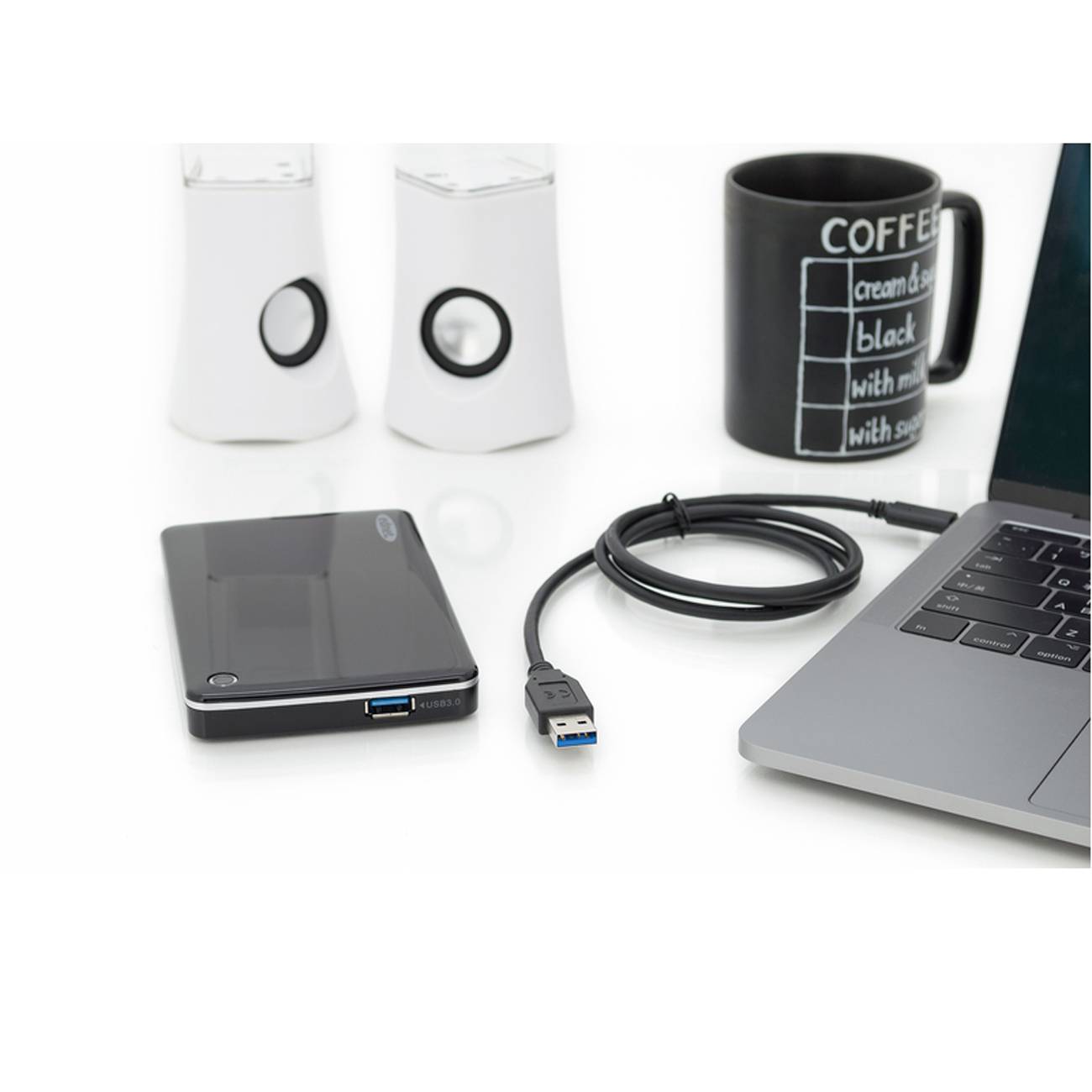 DIGITUS USB 2.0 Anschlusskabel Typ C -A St/St 1.0m, sw Multimedia-Technik USB-Kabel