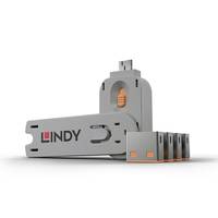 Lindy 40453 Schnittstellenblockierung + Schlüssel USB Typ-A Orange Acrylnitril-Butadien-Styrol 5