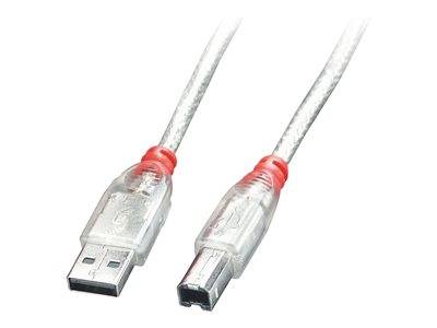 LINDY USB 2.0 Kabel Typ A/B transparent M/M 3m Multimedia-Technik USB-Kabel