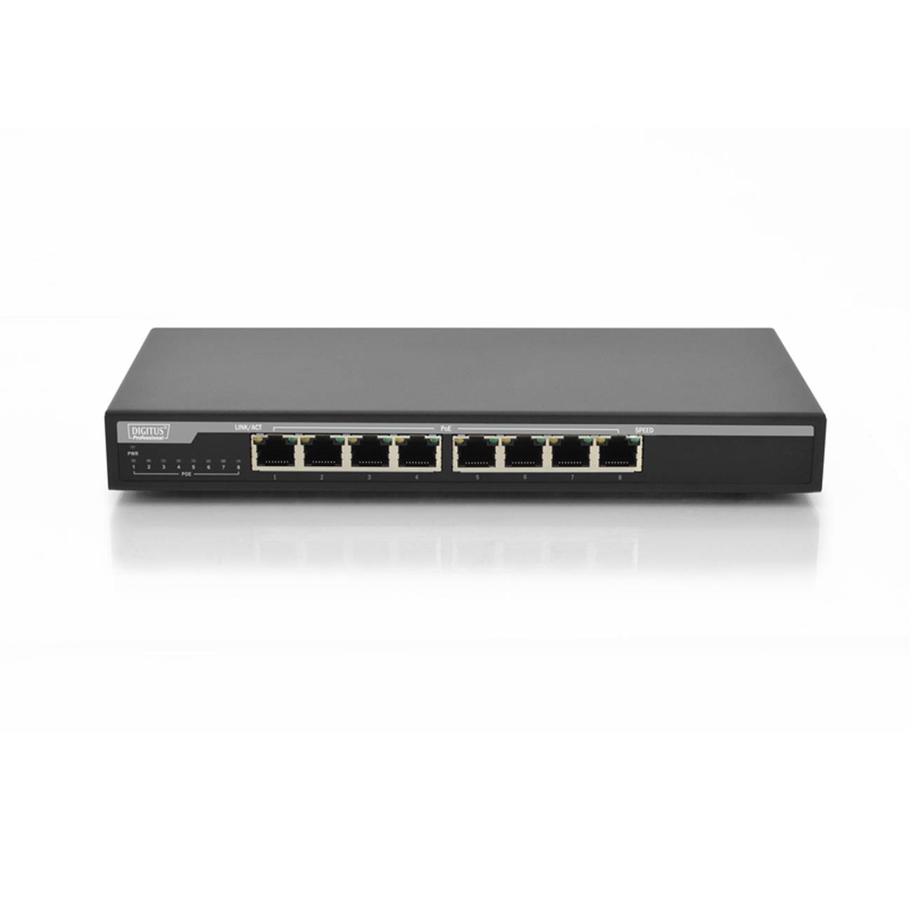 DIGITUS Switch 8-Port Gigabit 135W PoE Unmanaged schwarz Multimedia-Technik Switche