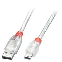 Lindy 41781 USB Kabel USB 2.0 0,5 m USB A Mini-USB B Transparent Multimedia-Technik USB-Kabel