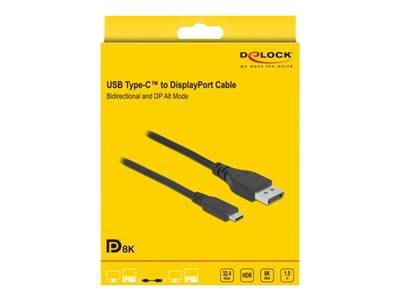 DELOCK USB Type-C > DP Kabel 8K 60Hz 1,5m bidirektional Multimedia-Technik Displayport-Kabel