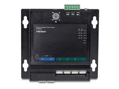 TRENDnet 6-Port Industrial Gigabit PoE+ WallMount Front Acc. Multimedia-Technik Switche
