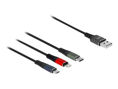 DELOCK USB Ladekabel 3in1 Lightning/Micro USB/USB Type-C 1m Multimedia-Technik