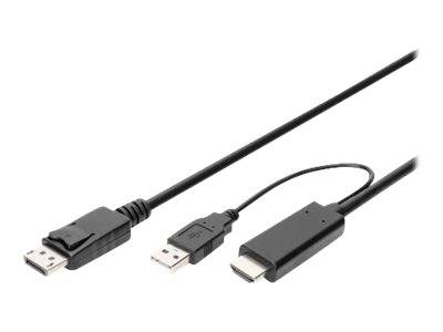 DIGITUS 4K HDMI Adapterkabel - auf DisplayPort 2m Multimedia-Technik HDMI-Kabel