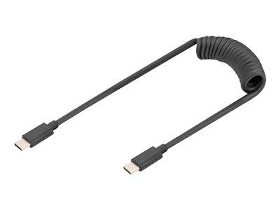 DIGITUS Ladekabel USB-C->USB-C Spiralkabel 1m schwarz Multimedia-Technik