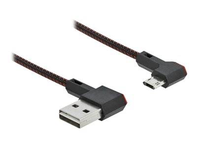 DELOCK USB-A 2.0 Steck.<Micro-B USB Steck.gewinkelt 0,2m SW Multimedia-Technik Kabel