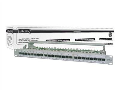 DIGITUS Patchpanel 1HE 24-Port Cat6a geschirmt lichtgrau Multimedia-Technik
