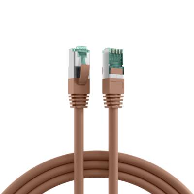 RJ45 Patchkabel Cat.6A S/FTP LSZH -- braun 0,15m Kupferverkabelung Office geschirmt