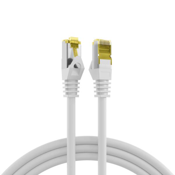 RJ45 Patchkabel Cat.6A S/FTP LSZH -- Cat.7 Rohkabel weiß 0,15m Kupferverkabelung