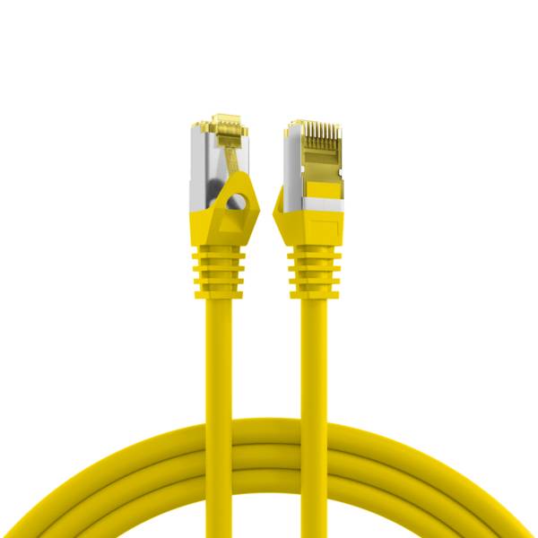 RJ45 Patchkabel Cat.6A S/FTP LSZH -- Cat.7 Rohkabel gelb 0,15m Kupferverkabelung