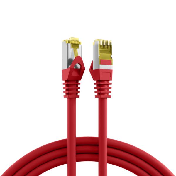RJ45 Patchkabel Cat.6A S/FTP LSZH -- Cat.7 Rohkabel rot 0,15m Kupferverkabelung