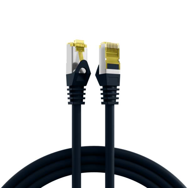 RJ45 Patchkabel Cat.6A S/FTP LSZH -- Cat.7 Rohkabel schwarz 0,15m Kupferverkabelung