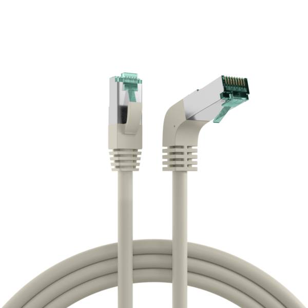 RJ45 Patchkabel Cat.6A S/FTP LSZH -- 1x90° grau 5m Kupferverkabelung