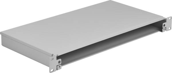 Spleißbox fest 1HE ohne -- Frontblende, unbestückt, grau Glasfaserverkabelung Glasfaser Verteiler