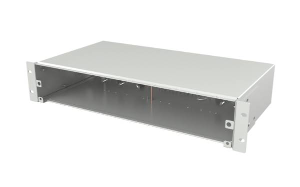 Spleißbox ausziehbar 2HE -- ohne Frontblende unbestückt grau Glasfaserverkabelung Glasfaser 19