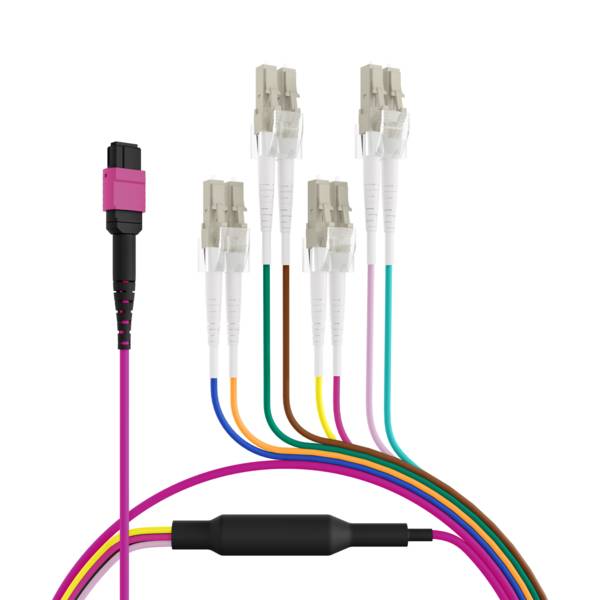 MTP®(F)-LC Trunkkabel OM4 8 Fasern -- Typ B LSZH erika-violett 5m Glasfaserverkabelung MPO / MTP +