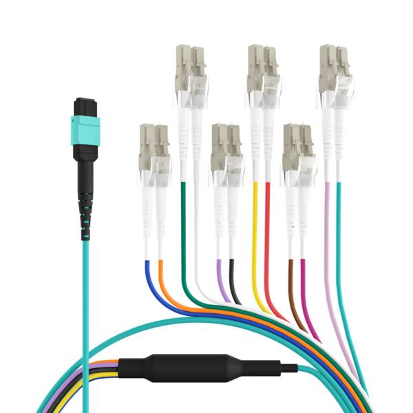 MTP®(F)-LC Trunkkabel OM3 12 Fasern -- Typ B LSZH aqua 2m Glasfaserverkabelung MPO / MTP MTP +