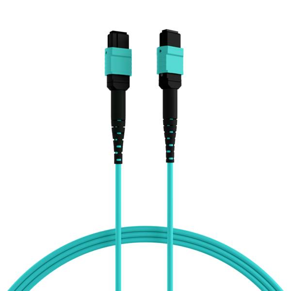 MTP®(F)-MTP®(F) Patchkabel OM3 12 Fasern -- Typ B LSZH aqua 2m Glasfaserverkabelung MPO / MTP MTP