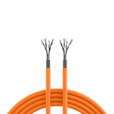 Duplex LAN Cat.7 1000 AWG23 S/FTP -- 2x4P FRNC-B, CPR Dca, orange, 100m Kupferverkabelung und