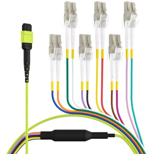 MTP®(F)-LC Trunkkabel OM5 12 Fasern -- Typ B LSZH limettengrün 10m Glasfaserverkabelung MPO / MTP