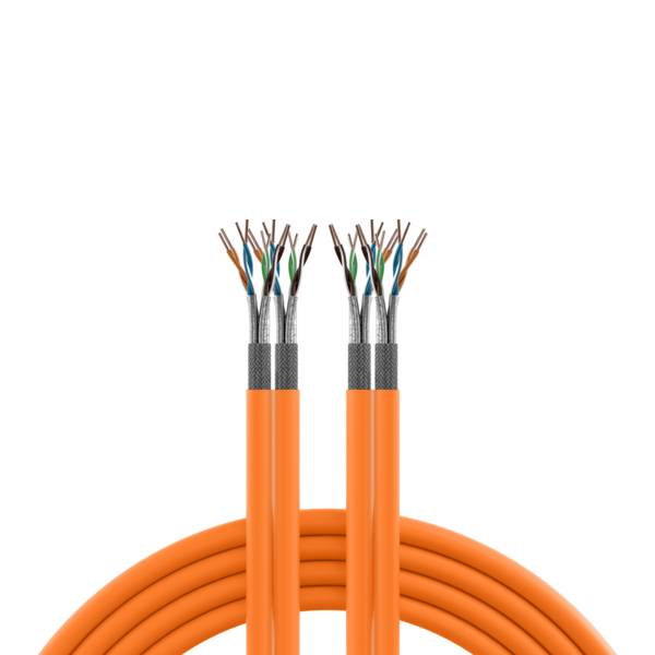 Duplex LAN Cat.7 1000 AWG23 S/FTP -- 2x4P CPR Dca, orange, 500m Kupferverkabelung Verlegekabel LAN