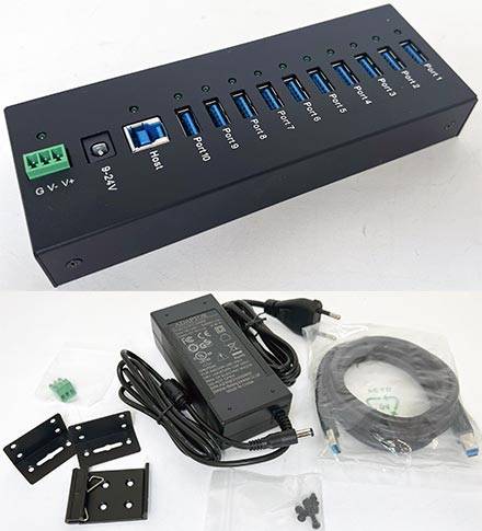 CTFINDUSB-3X10 (Automotive/Industrie 10-port USB 3.2 Hub, 9-24VDC)