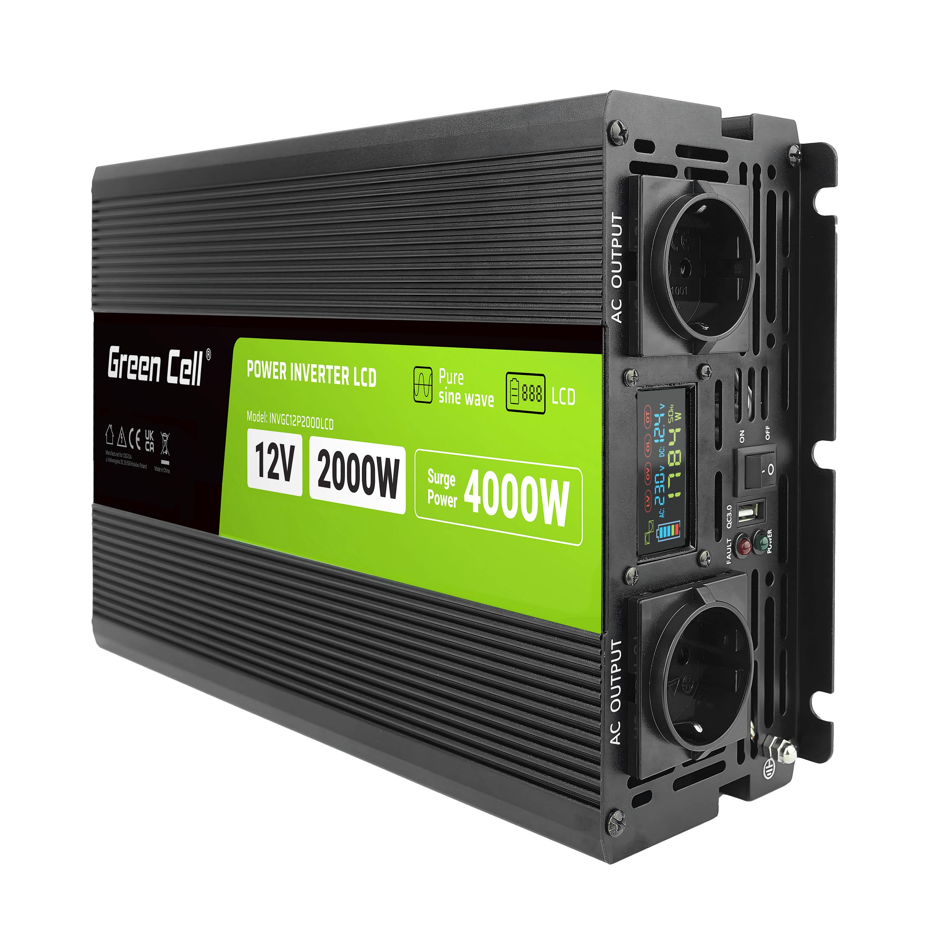 Wechselrichter LCD 12V 2000W 40000 W Reine Sinuswelle mit Display