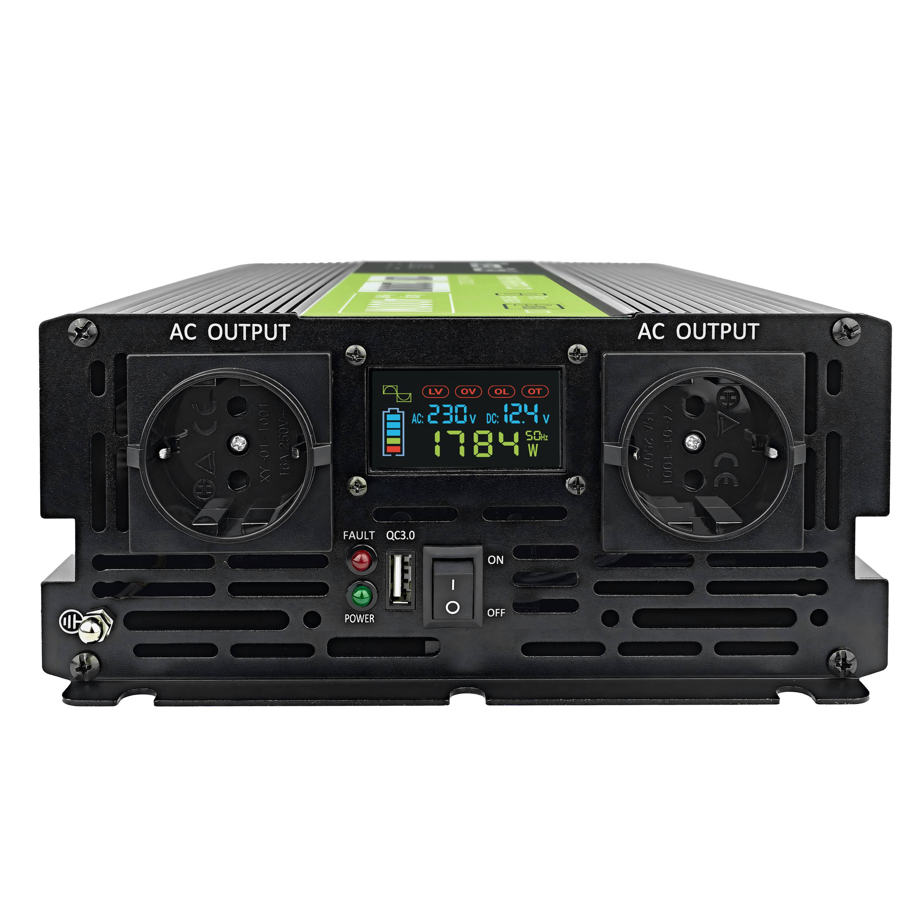 Wechselrichter LCD 12V 2000W 40000 W Reine Sinuswelle mit Display