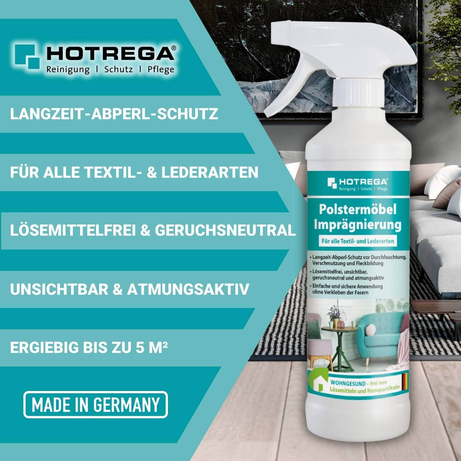 HOTREGA Polstermöbel Imprägnierung 3x 500ml inkl. Microfasertuch
