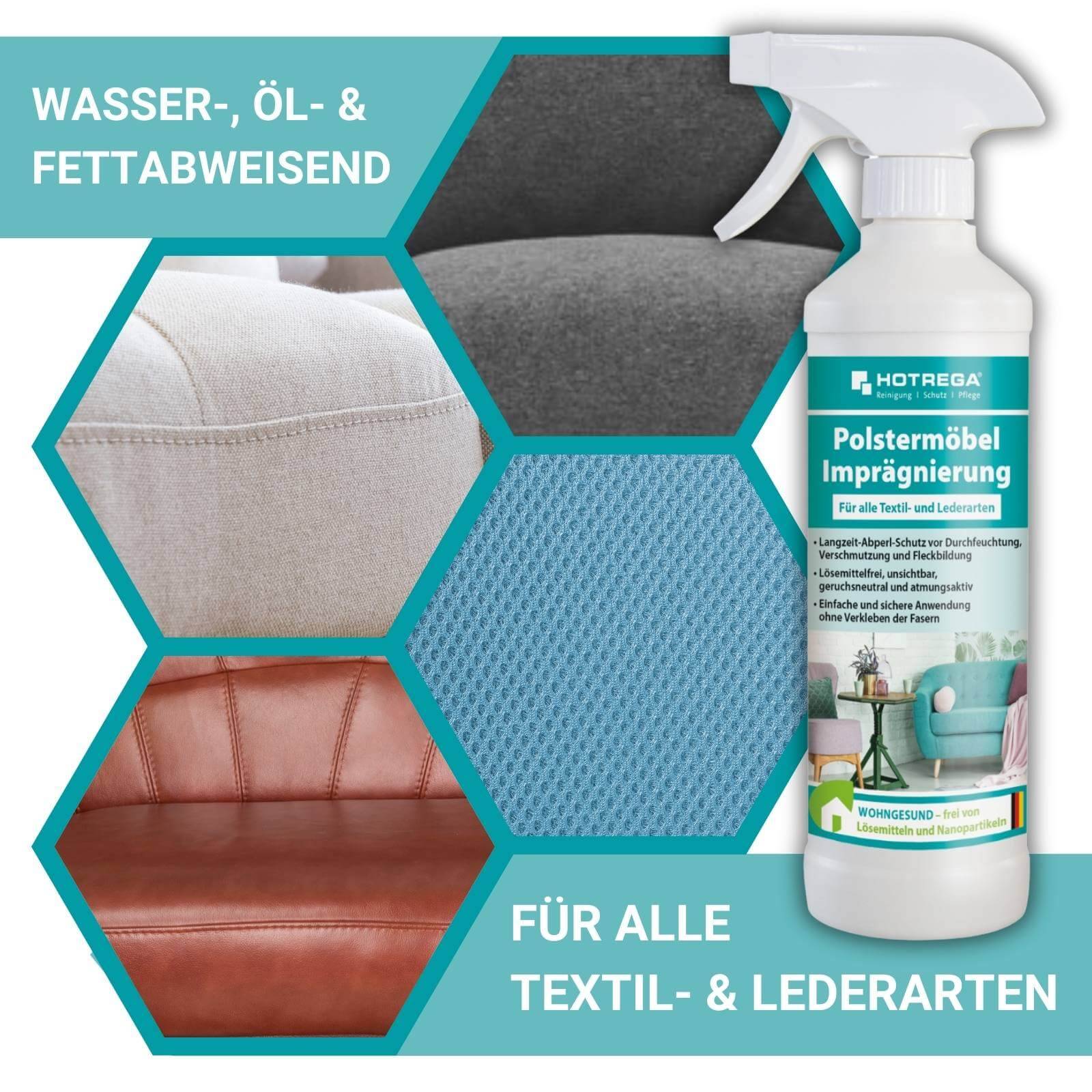 HOTREGA Polstermöbel Imprägnierung 3x 500ml inkl. Microfasertuch