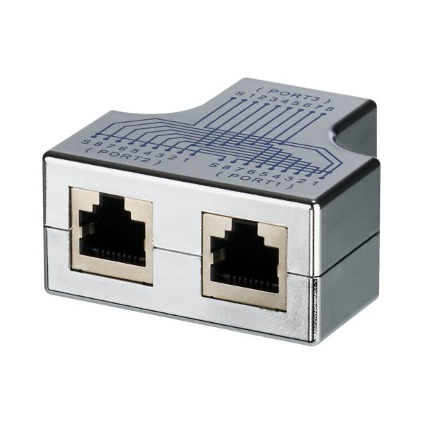 T-Modular-Adapter RJ45 Buchse/2xBuchse -- 1:1, geschirmt Kupferverkabelung Keystone + Adapter