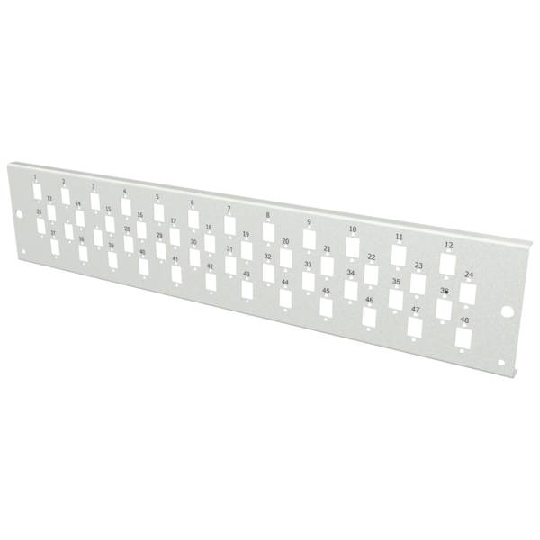Frontplatte 2HE 48 x SC Simplex/E2000® -- Simplex/MTRJ/LC Duplex, grau Glasfaserverkabelung für 19