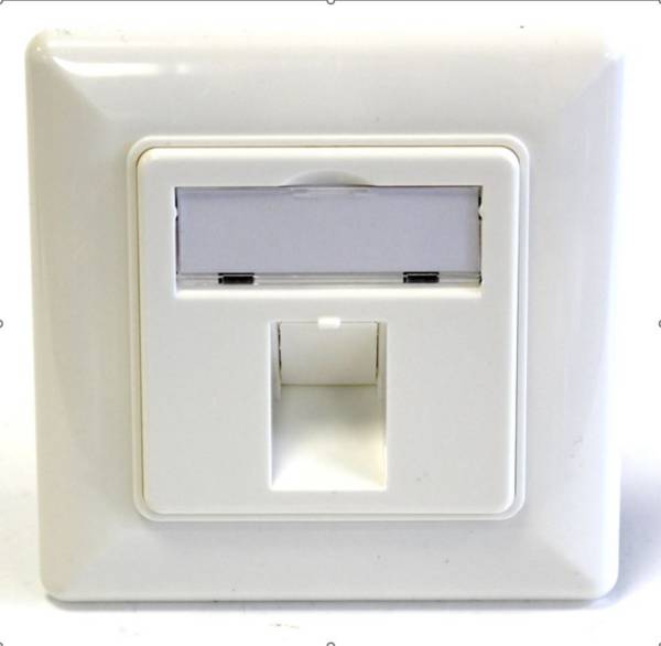 Rahmenset 1-Port, für Keystones -- DIN49075, RAL9010 Kupferverkabelung Netzwerkdose Tragring +