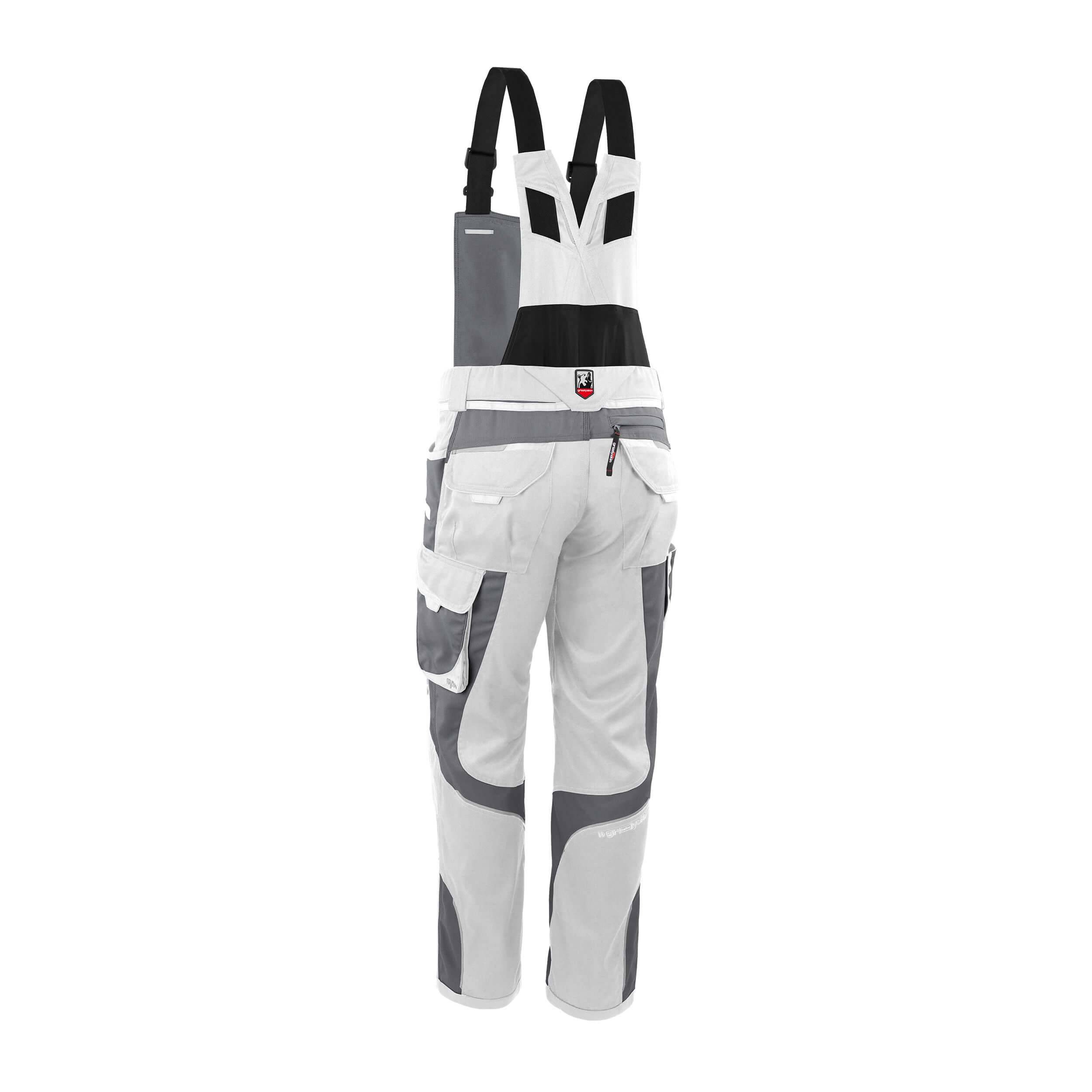 QUALITEX HIGH QUALITY WORKWEAR Latzhose IRON - weiß/grau - Herren: 64 Damen: 58
