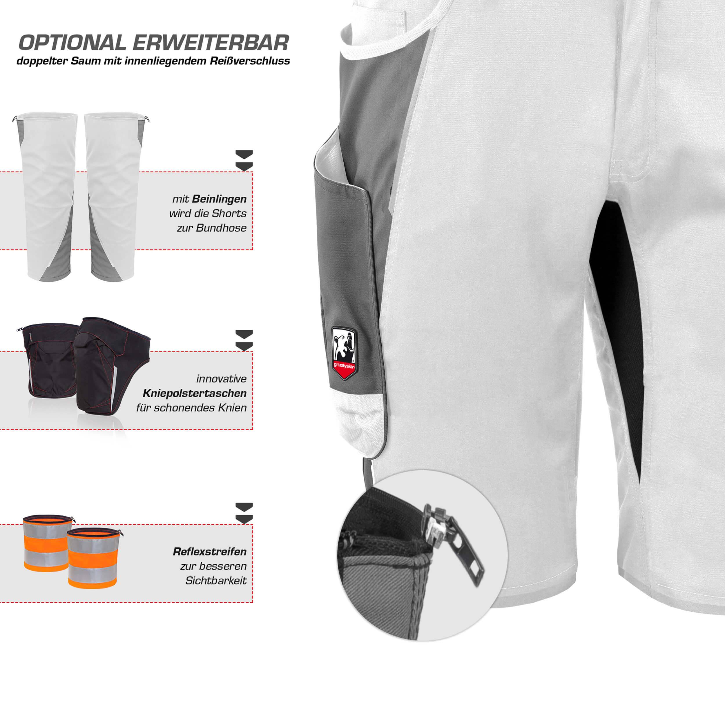 QUALITEX HIGH QUALITY WORKWEAR Shorts IRON - weiß/grau - Herren: 76 Damen: 70